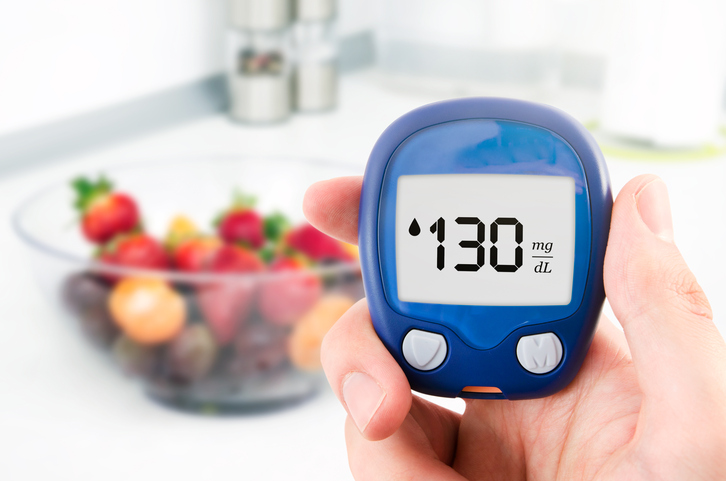 Glucometer toont glykemie in mg/dl