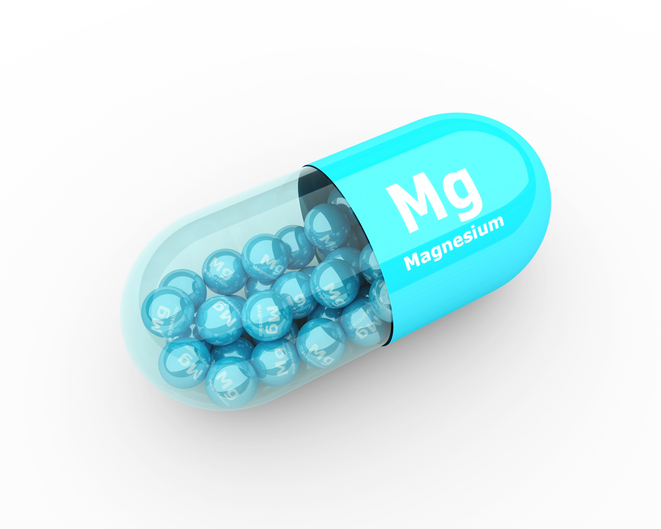 Magnesiumtablet, capsules, blauwe kleur, Mg