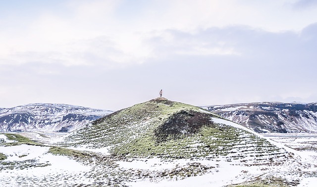 Winterlandschap, bergen, lucht, sneeuw, kou, winter